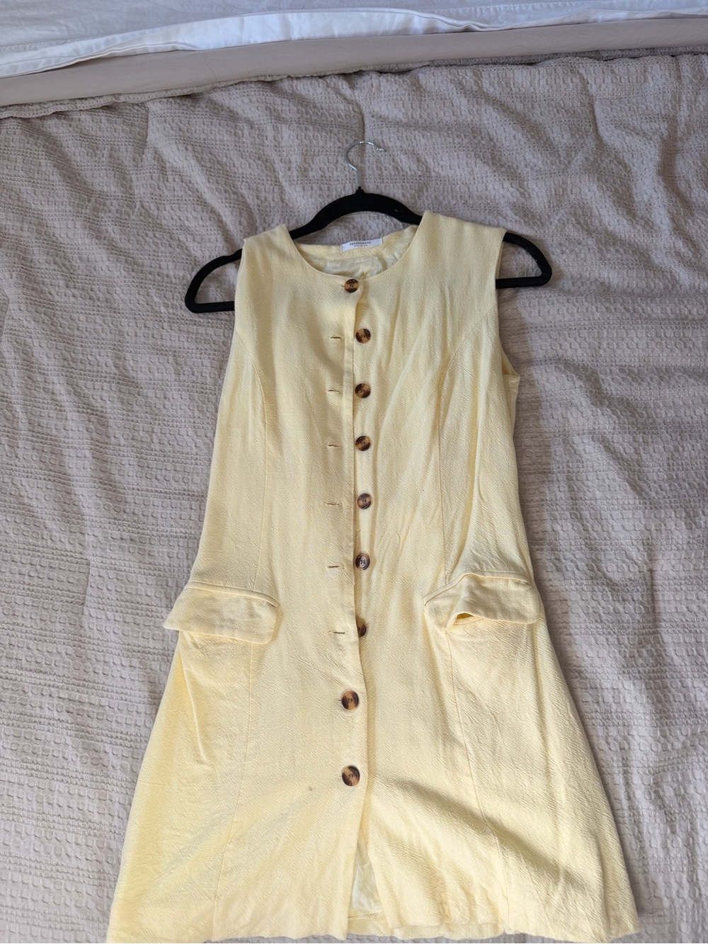 Peppermayo Butter Yellow Castello Fiore Linen Mini Dress - Picture 4 of 5